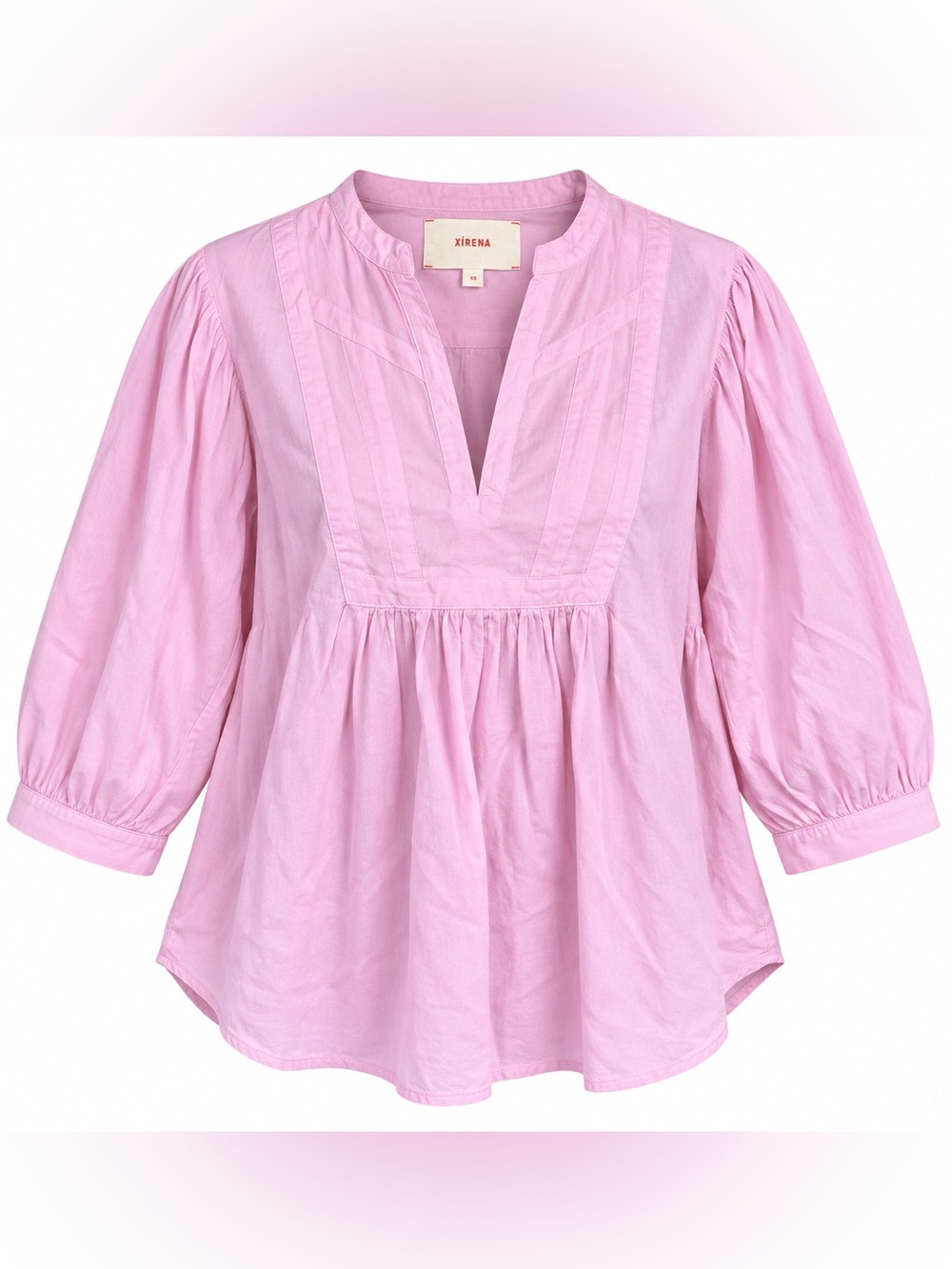 Xirena Pink Cotton Pintuck Peasant Blouse XS Coastal Boho Cottagecore Babydoll